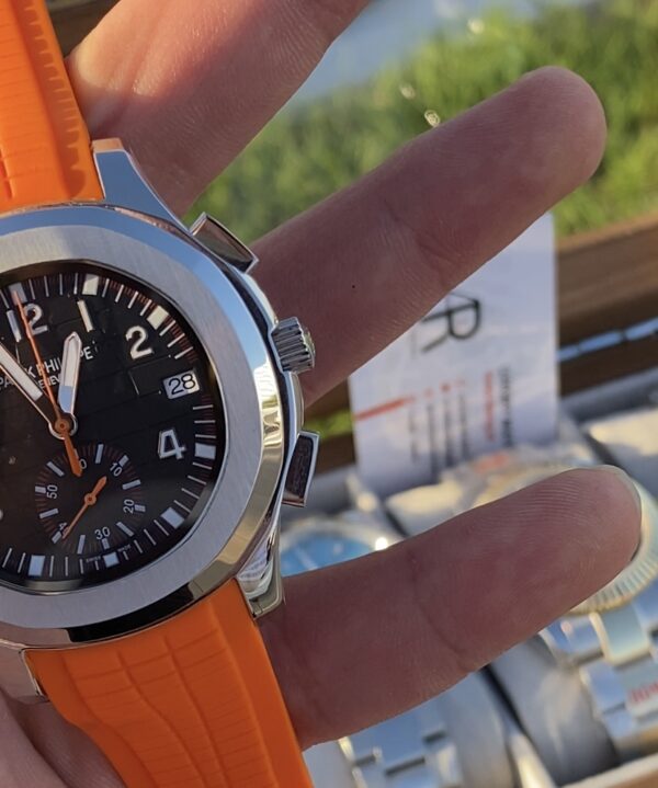 Patek Philippe Aquanaut Orange Straps Black Dial 42 mm