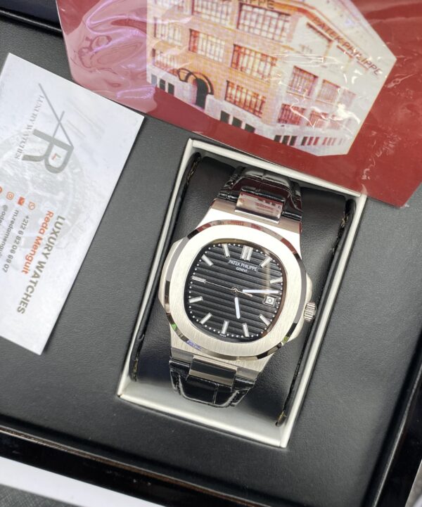 Patek Philippe Nautilus Black Dial Leather Straps 41 mm