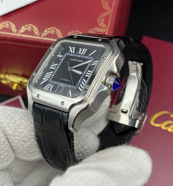 Cartier Santos Black Dial Leather Straps