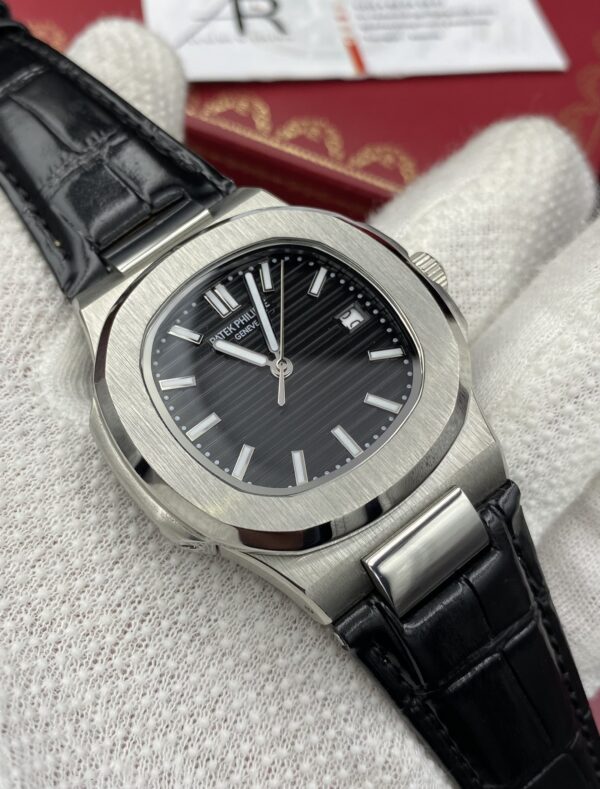Patek Philippe Nautilus Black Dial Leather Straps 41 mm