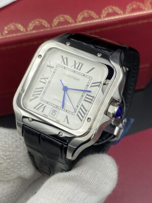 Cartier Santos White Dial Leather Straps