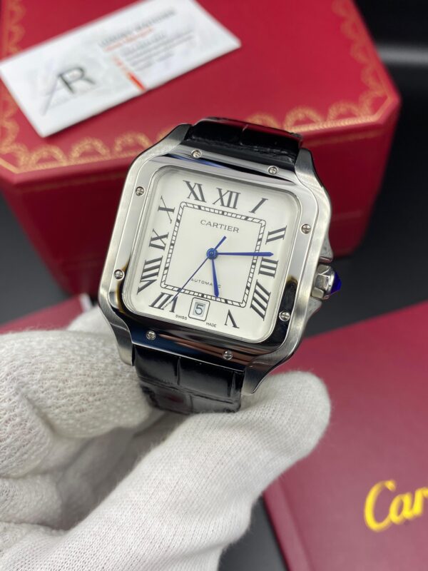 Cartier Santos White Dial Leather Straps