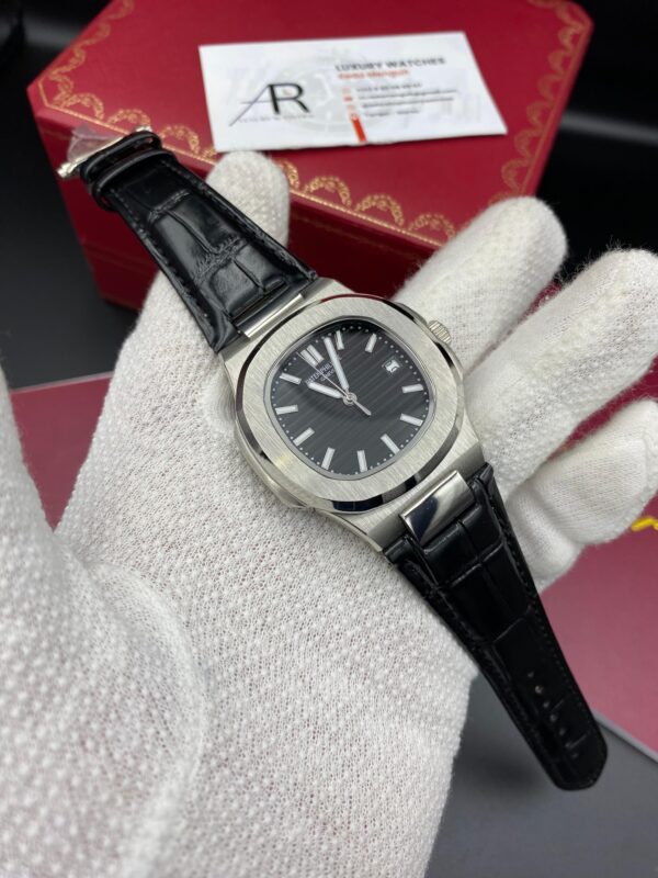 Patek Philippe Nautilus Black Dial Leather Straps 41 mm