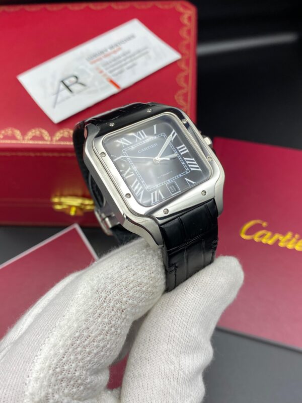 Cartier Santos Black Dial Leather Straps