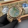 Rolex Day Date Rose Gold Green Dial Chiffres Romaine Diamonds 41 mm