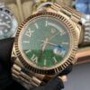 Rolex Day Date Rose Gold Green Dial Chiffres Romaine Diamonds 41 mm