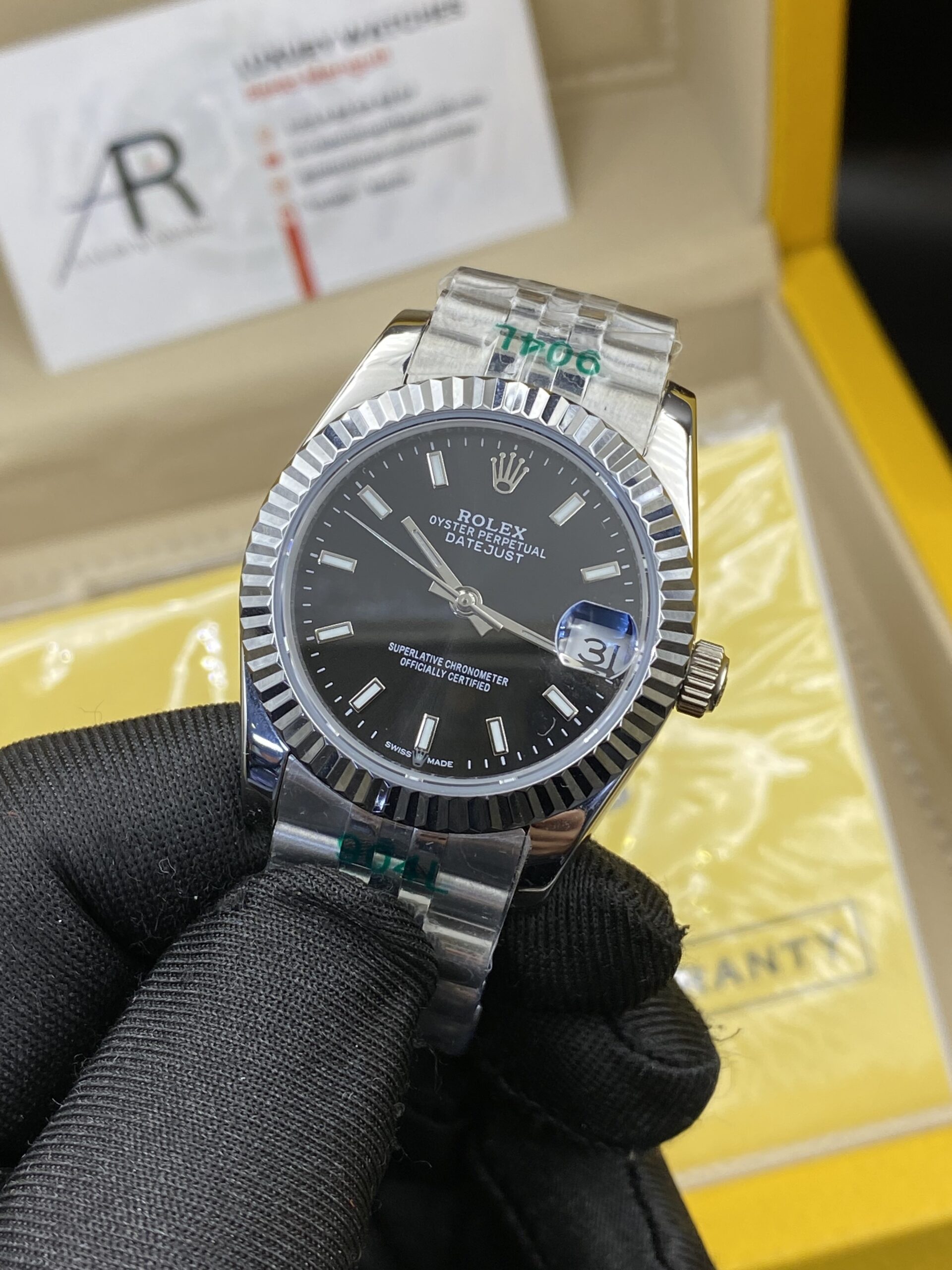 Rolex Date Just Black Dial 31 mm