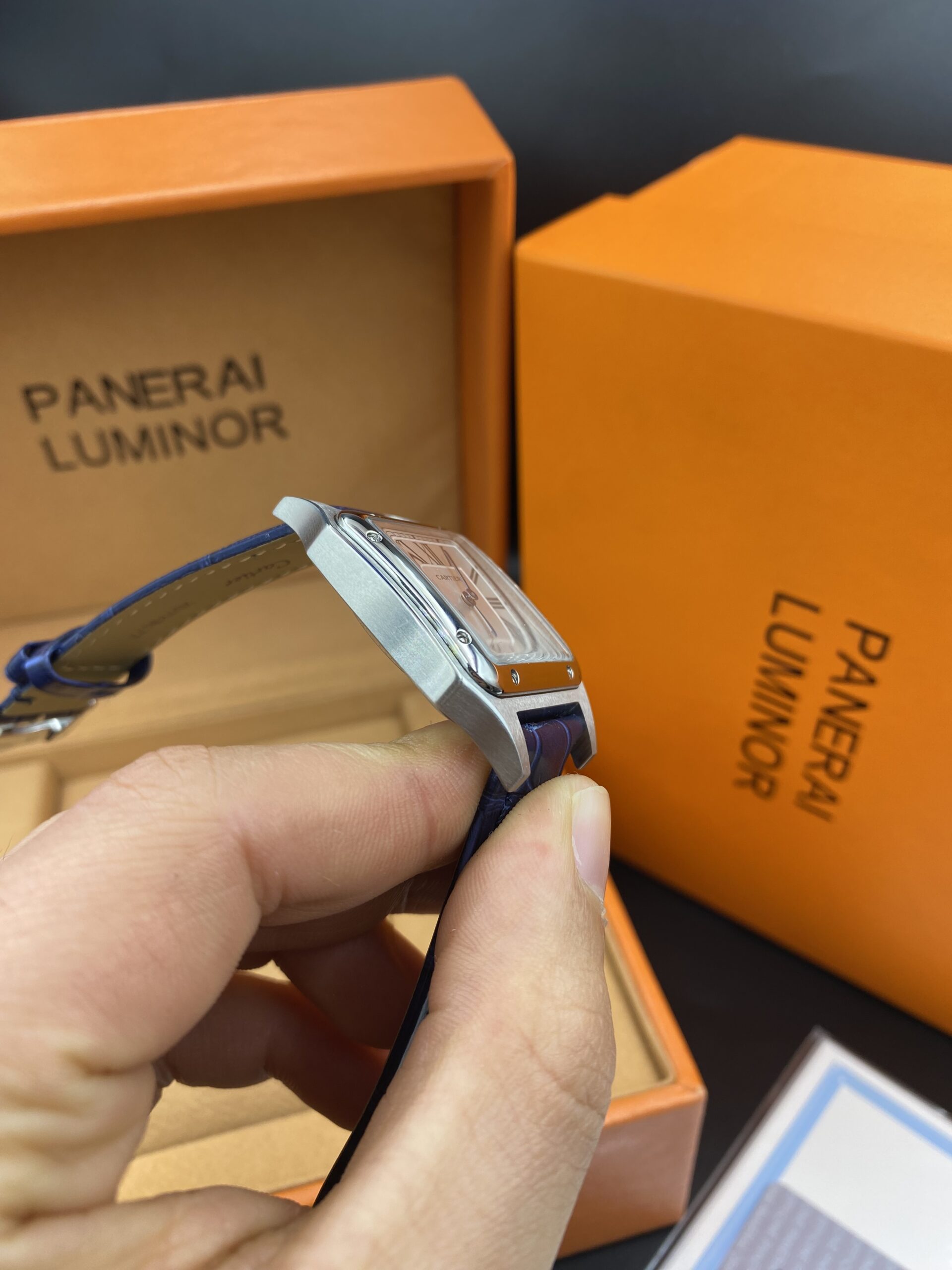 Cartier Dumont White Dial Bleu Straps