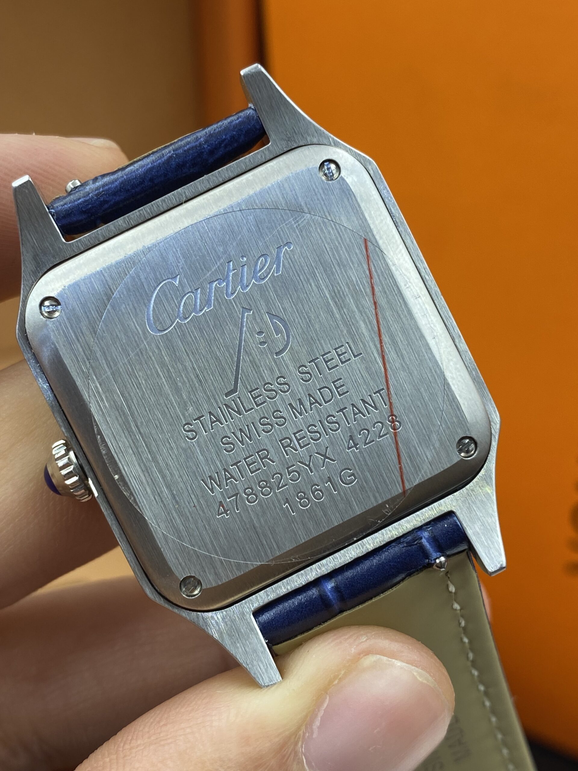 Cartier Dumont White Dial Bleu Straps